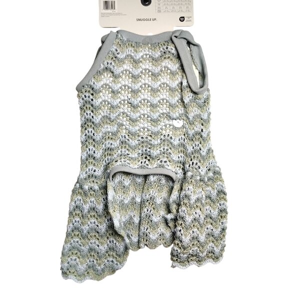 Koolaburra By Ugg Large Dog Green and White Mila Knit Chevron Pattern Dress - Picture 6 of 9